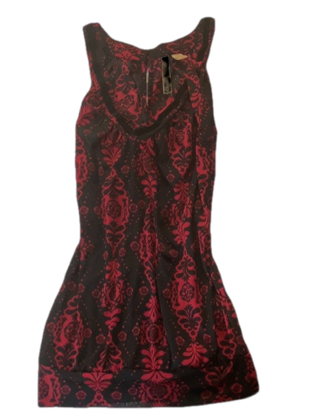 Eyeshadow Black and Red Damask Short Sleeve Tee